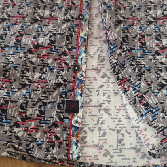 7 Downie St. Men’s Geometric Print Long Sleeve Button Down Flip Cuff Shirt - Picture 12 of 13